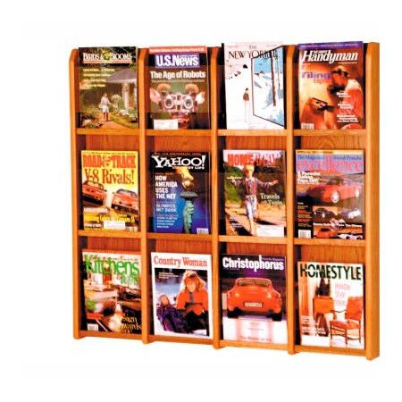 Wooden Mallet 12 Pocket Oak & Acrylic Wall Rack Medium Oak MM-12MO